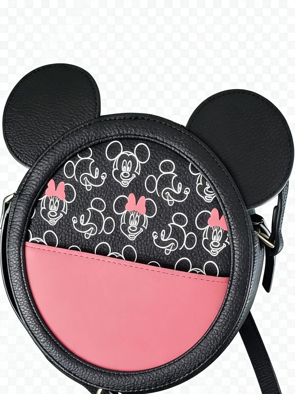 Danielle Nicole Black and Pink Minnie Ear Crossbody Bag